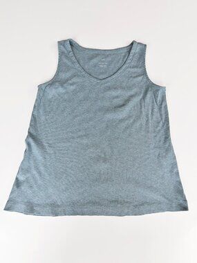 J. Jill Pima Rounded V-Neck Blue Tank-XS